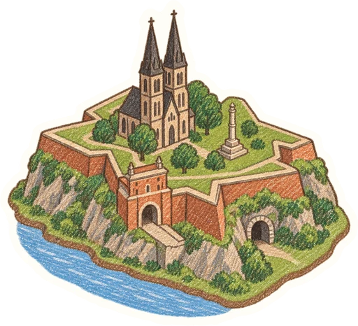 Vyšehrad – hradby a kasematy, kreslená vystřihovánka