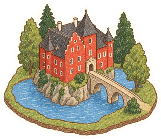 Zámek Červená Lhota, kreslená vystřihovánka