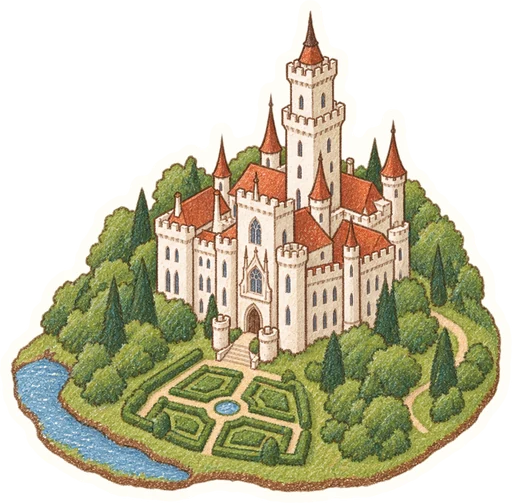 Zámek Hluboká nad Vltavou, kreslená vystřihovánka