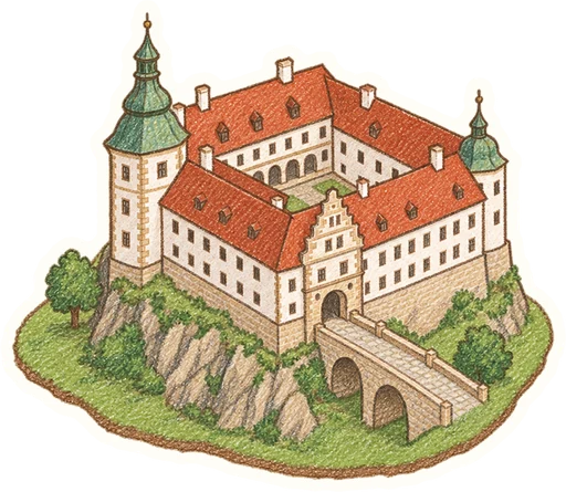 Hrad a zámek Horšovský Týn, kreslená vystřihovánka