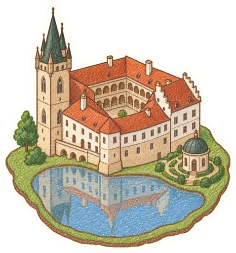 Státní hrad a zámek Jindřichův Hradec, kreslená vystřihovánka