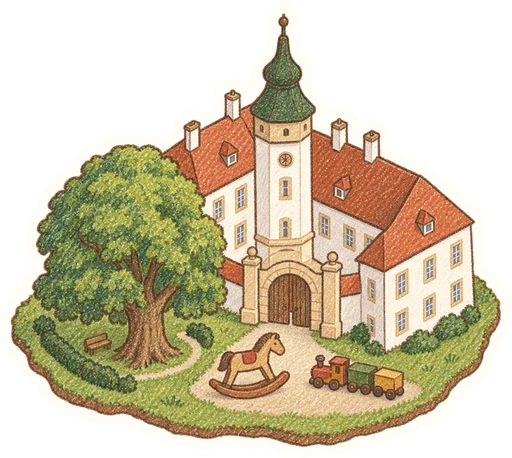 Zámek Kamenice nad Lipou – expozice hraček, kreslená vystřihovánka