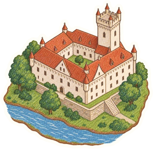 Zámek Klášterec nad Ohří, kreslená vystřihovánka
