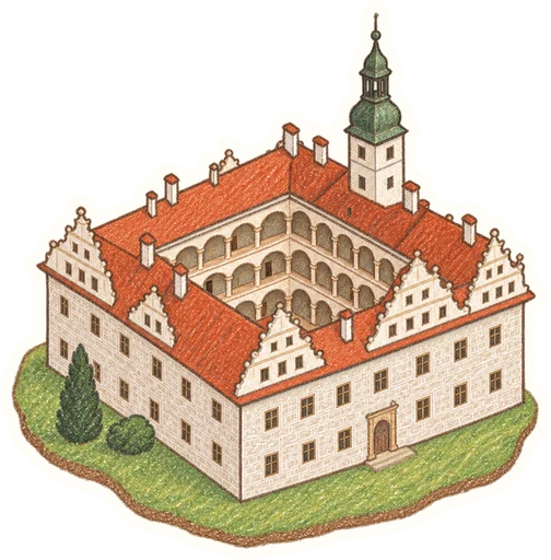 Zámek Litomyšl, kreslená vystřihovánka