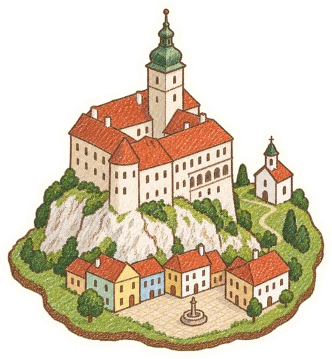 Zámek Mikulov, kreslená vystřihovánka