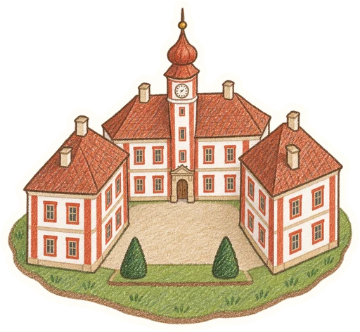 Zámek Mnichovo Hradiště (a Muzeum města), kreslená vystřihovánka