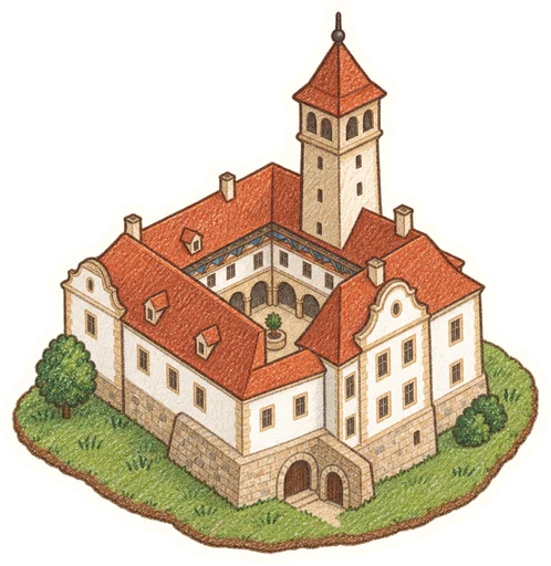 Zámek Nový Hrad v Jimlíně, kreslená vystřihovánka