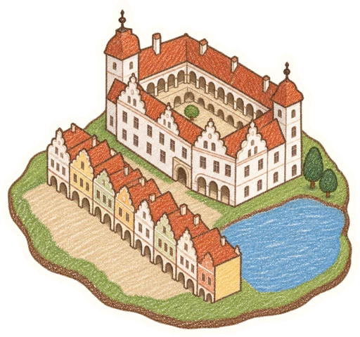 Státní zámek Telč, kreslená vystřihovánka