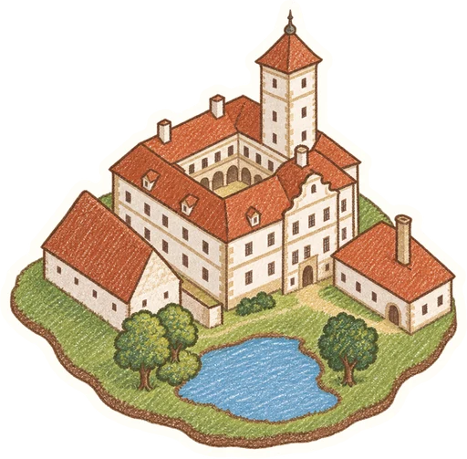 Zámek Žirovnice – fresky, figurky a perleťové knoflíky, kreslená vystřihovánka