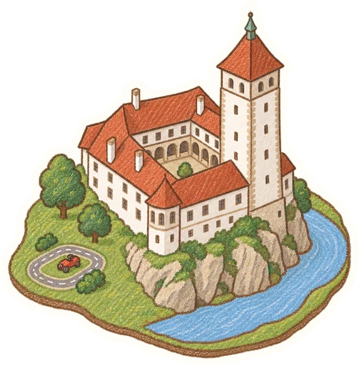Zámek Zruč nad Sázavou, kreslená vystřihovánka