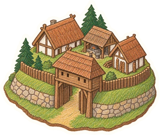 Země Keltů – keltský skanzen Nasavrky, kreslená vystřihovánka