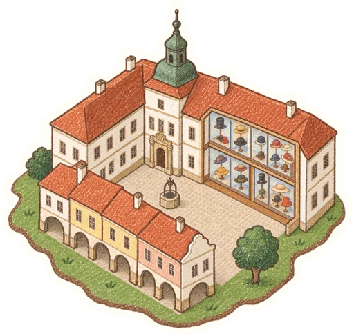 Žerotínský zámek v Novém Jičíně – muzeum klobouků, kreslená vystřihovánka