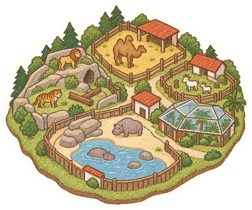 Zoo Dvorec u Borovan, kreslená vystřihovánka