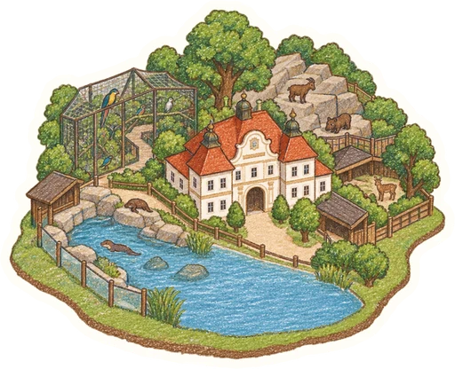 Zoo Hluboká (Zoo Ohrada), kreslená vystřihovánka
