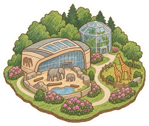 Zoo Ostrava a botanický park, kreslená vystřihovánka