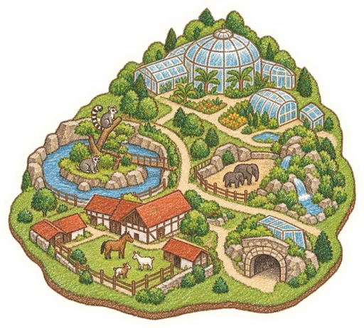 Zoologická a botanická zahrada města Plzně, kreslená vystřihovánka